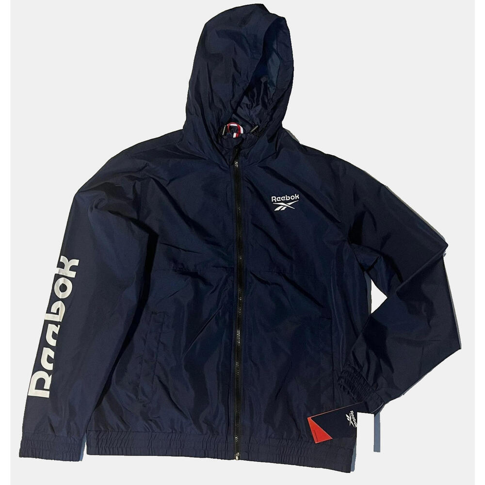 Reebok Men’s Softshell Hooded Jacket Blue Water & Wind Resistant Size L  NEW